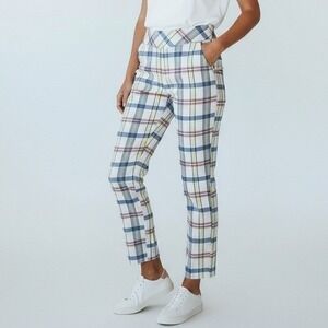 Swing Golf Control Ankle‎ Pant Women 8 White Neon Plaid Stretch Outdoor Masters